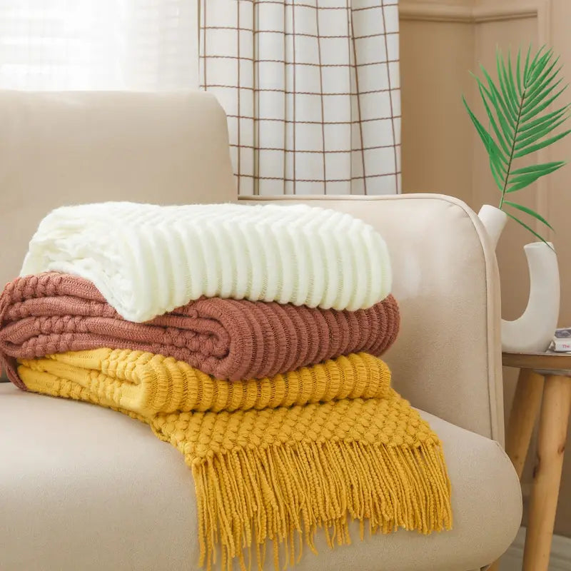 Textured Knit Throw Blanket