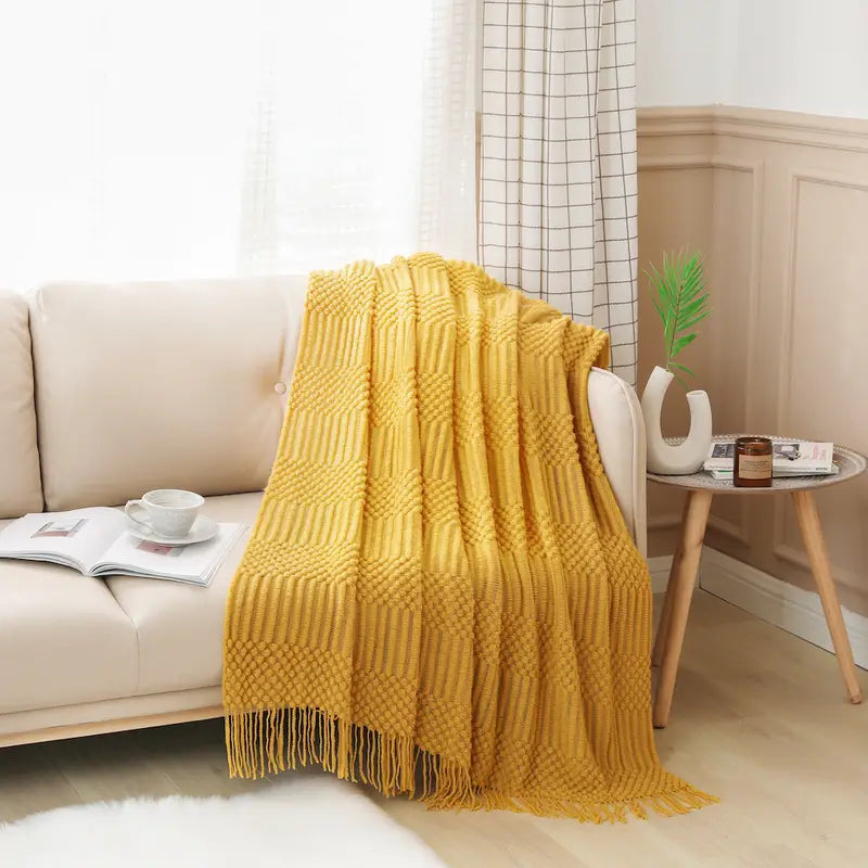 Textured Knit Throw Blanket
