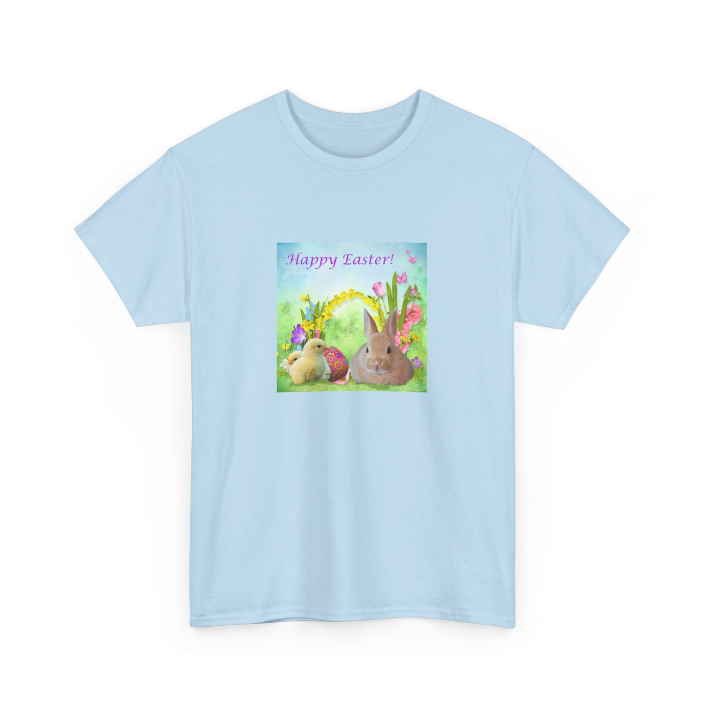 Happy Easter Unisex Heavy Cotton Tee - Cute Bunny Design