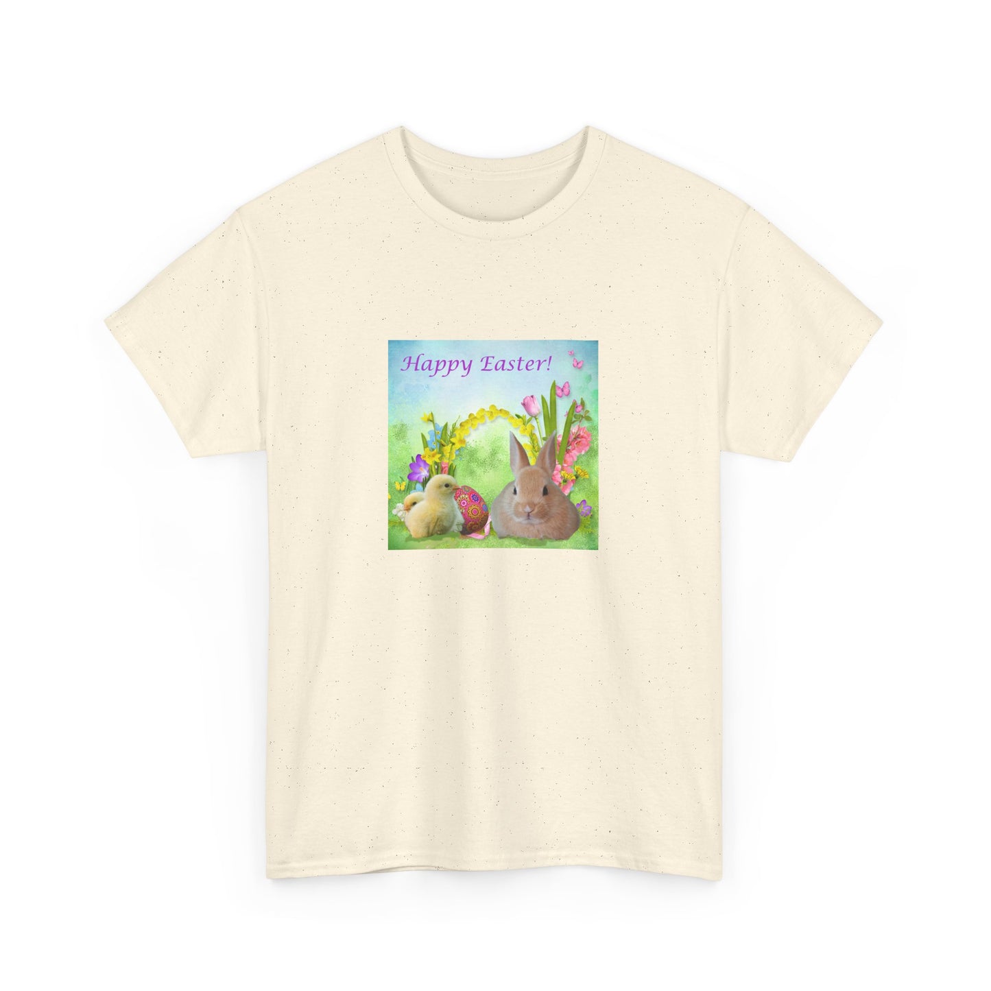 Happy Easter Unisex Heavy Cotton Tee - Cute Bunny Design