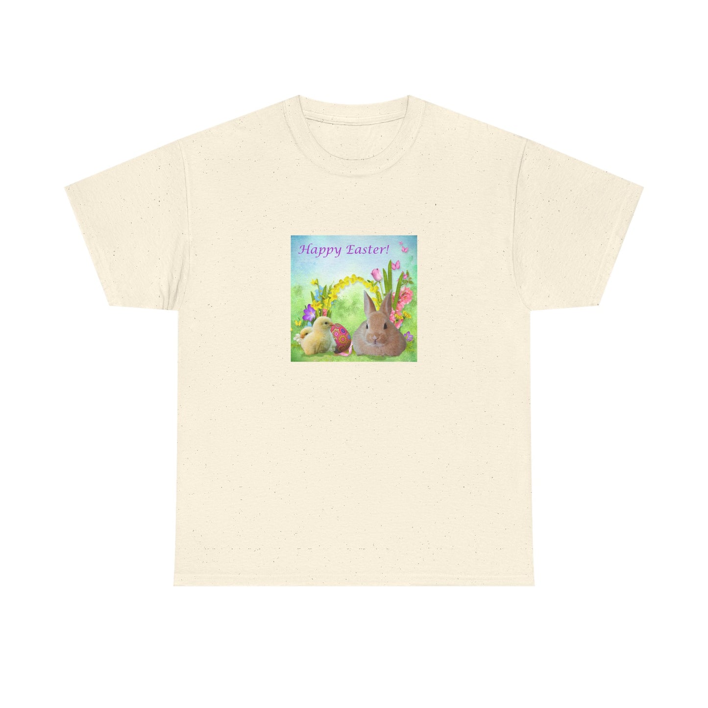Happy Easter Unisex Heavy Cotton Tee - Cute Bunny Design