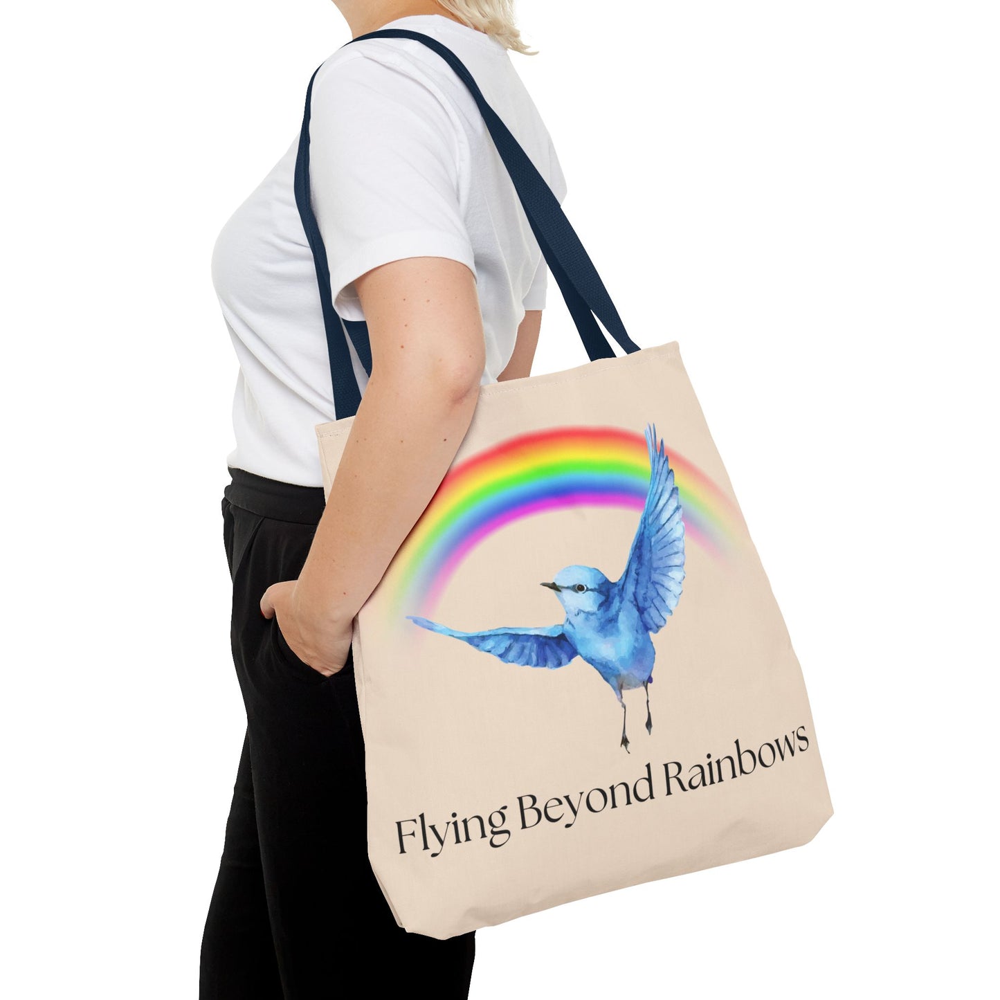 Flying Beyond Rainbows Tote Bag – Colorful Bird Design for Nature Lovers