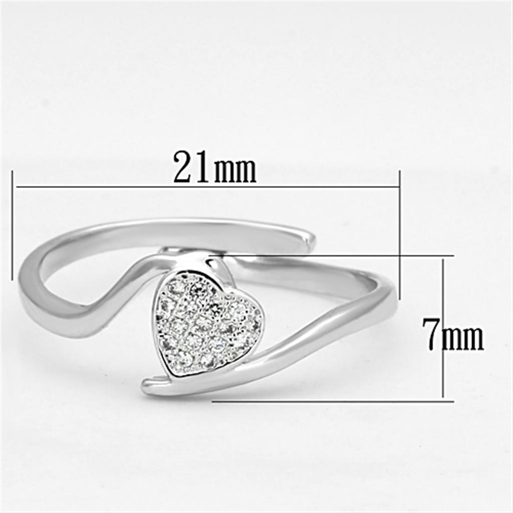 3W464 - Rhodium Brass Ring with AAA Grade CZ in Clear