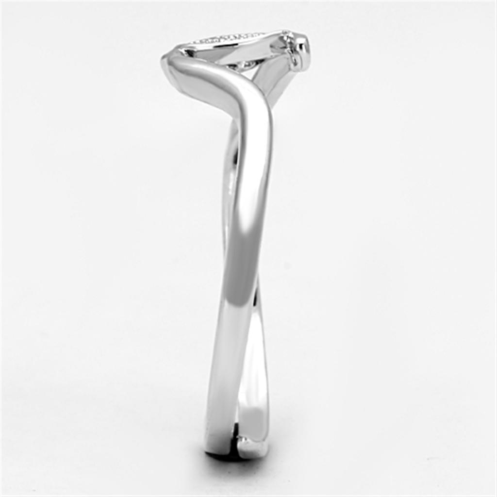 3W464 - Rhodium Brass Ring with AAA Grade CZ in Clear