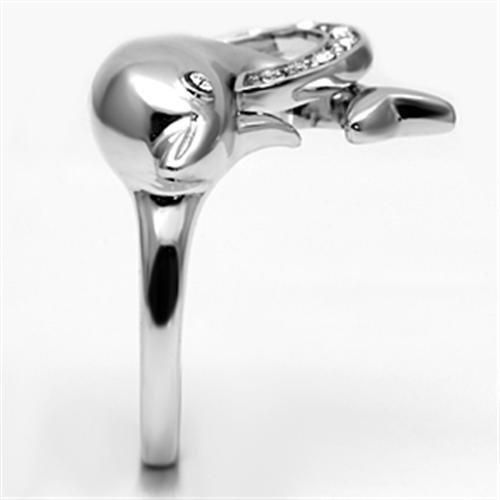 3W032 - Rhodium Brass Ring with Top Grade Crystal in Clear