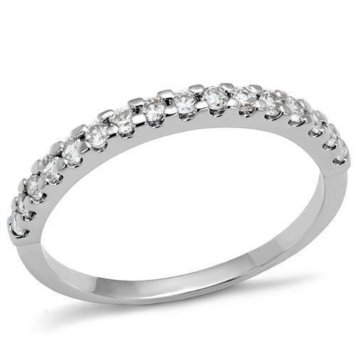 3W1232 - Rhodium Brass Ring with AAA Grade CZ in Clear