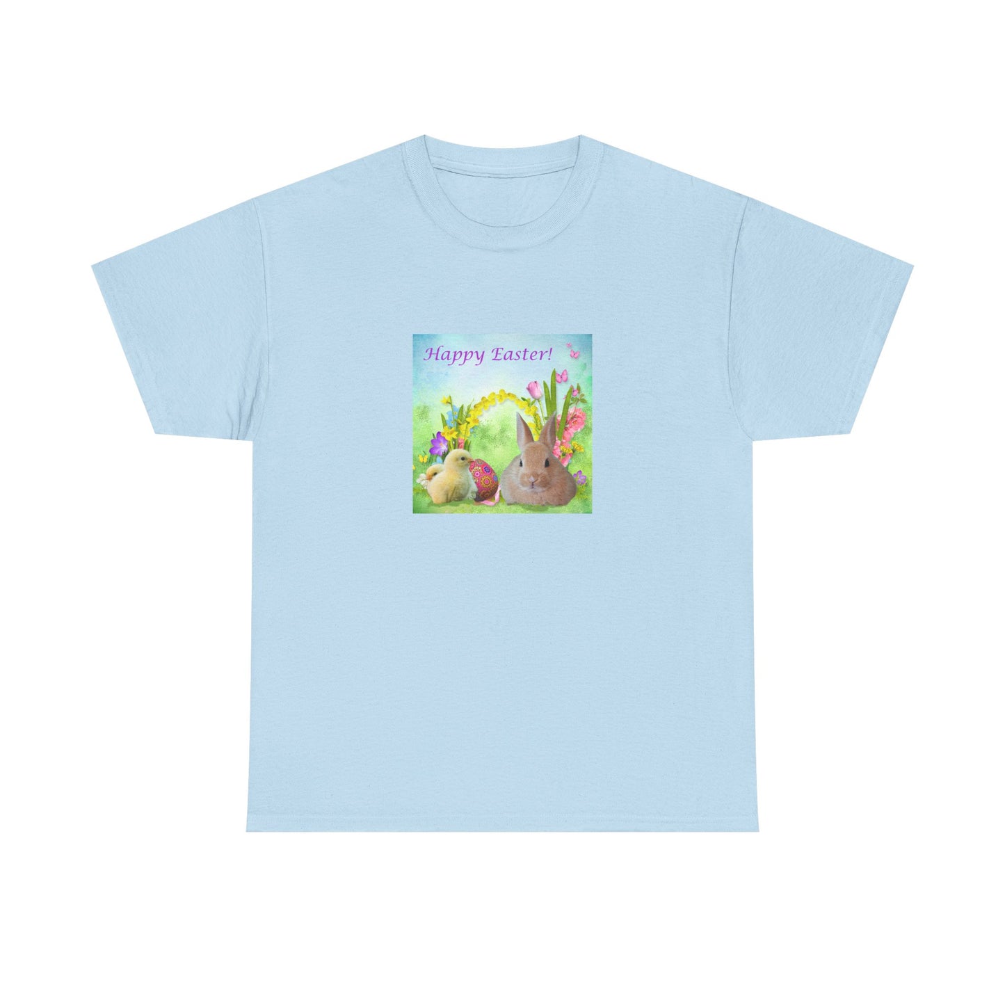 Happy Easter Unisex Heavy Cotton Tee - Cute Bunny Design