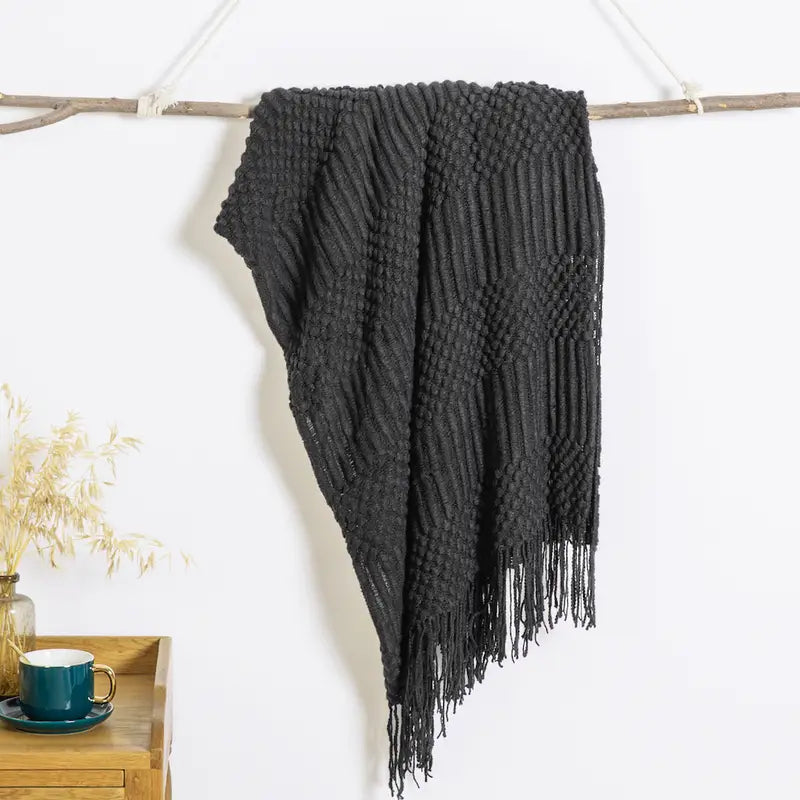 Textured Knit Throw Blanket