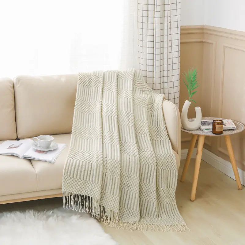 Textured Knit Throw Blanket