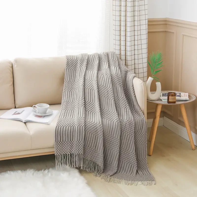Textured Knit Throw Blanket