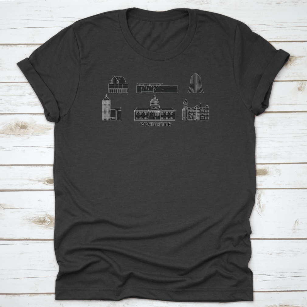 United States, New York, Rochester Black City Outline, Travel Sights,
