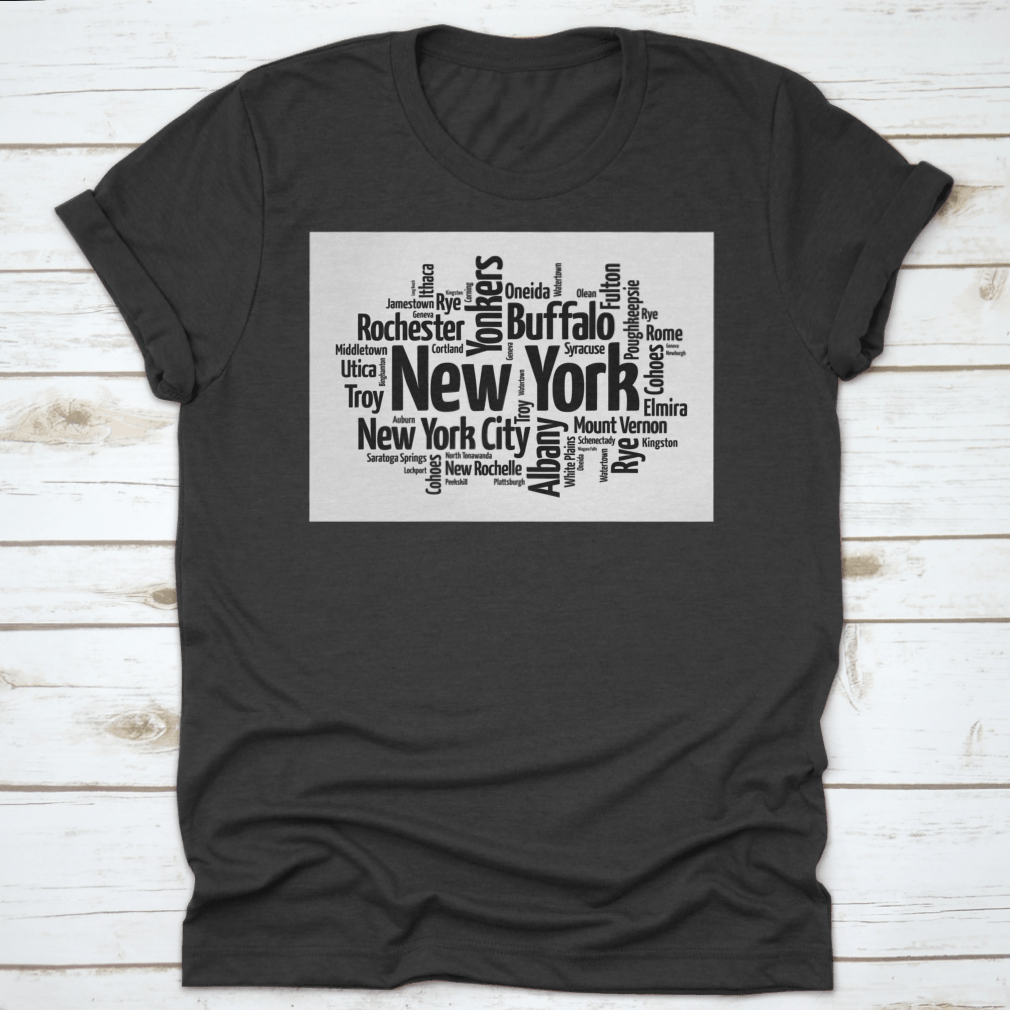 Black Silhouette Of New York Word Cloud Map With List Of Cities In Usa