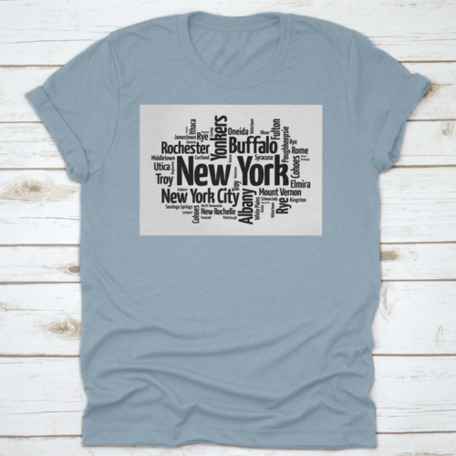 Black Silhouette Of New York Word Cloud Map With List Of Cities In Usa
