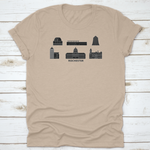 United States, New York, Rochester Black City Outline, Travel Sights,