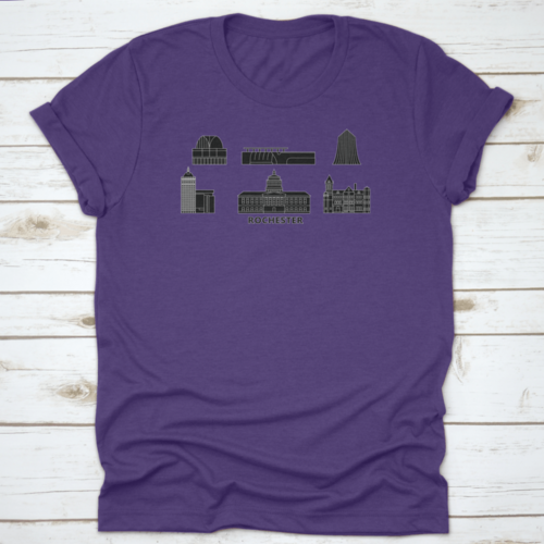 United States, New York, Rochester Black City Outline, Travel Sights,