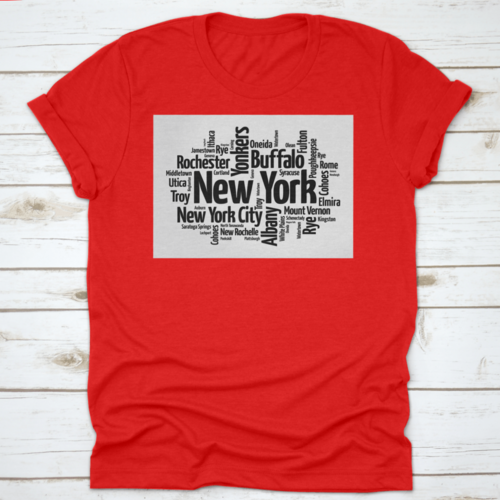 Black Silhouette Of New York Word Cloud Map With List Of Cities In Usa