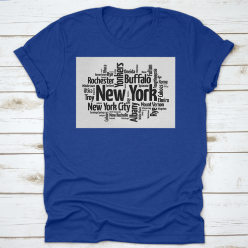 Black Silhouette Of New York Word Cloud Map With List Of Cities In Usa