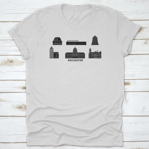 United States, New York, Rochester Black City Outline, Travel Sights,