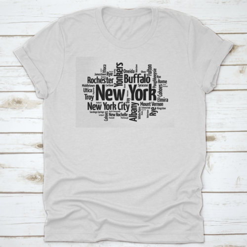 Black Silhouette Of New York Word Cloud Map With List Of Cities In Usa