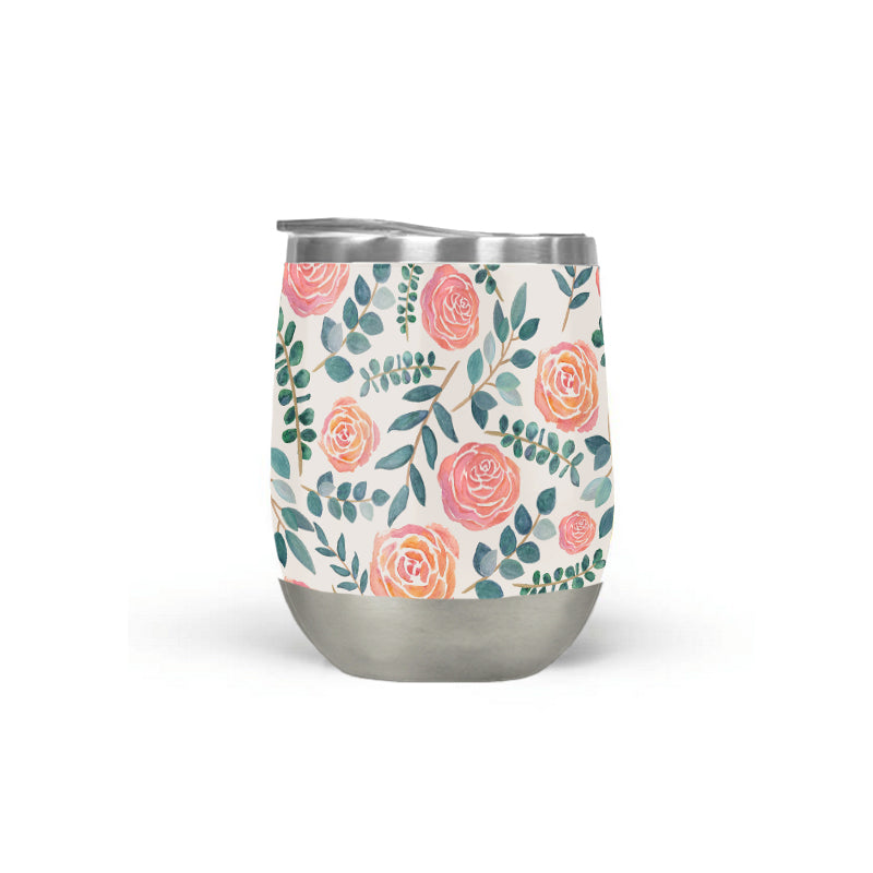 Watercolor Floral Wine Tumbler