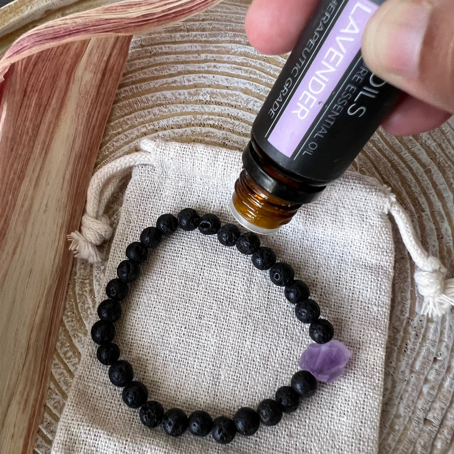 Amethyst and Lava stone Diffuser Bracelet - Aromatherapy Bracelet