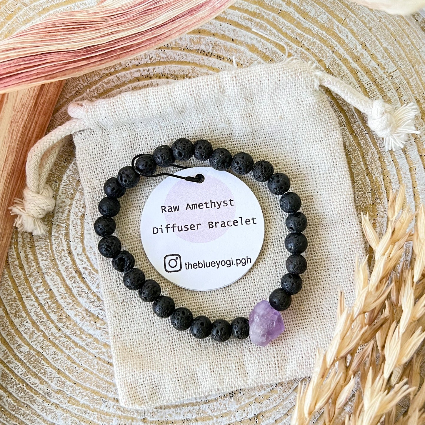 Amethyst and Lava stone Diffuser Bracelet - Aromatherapy Bracelet