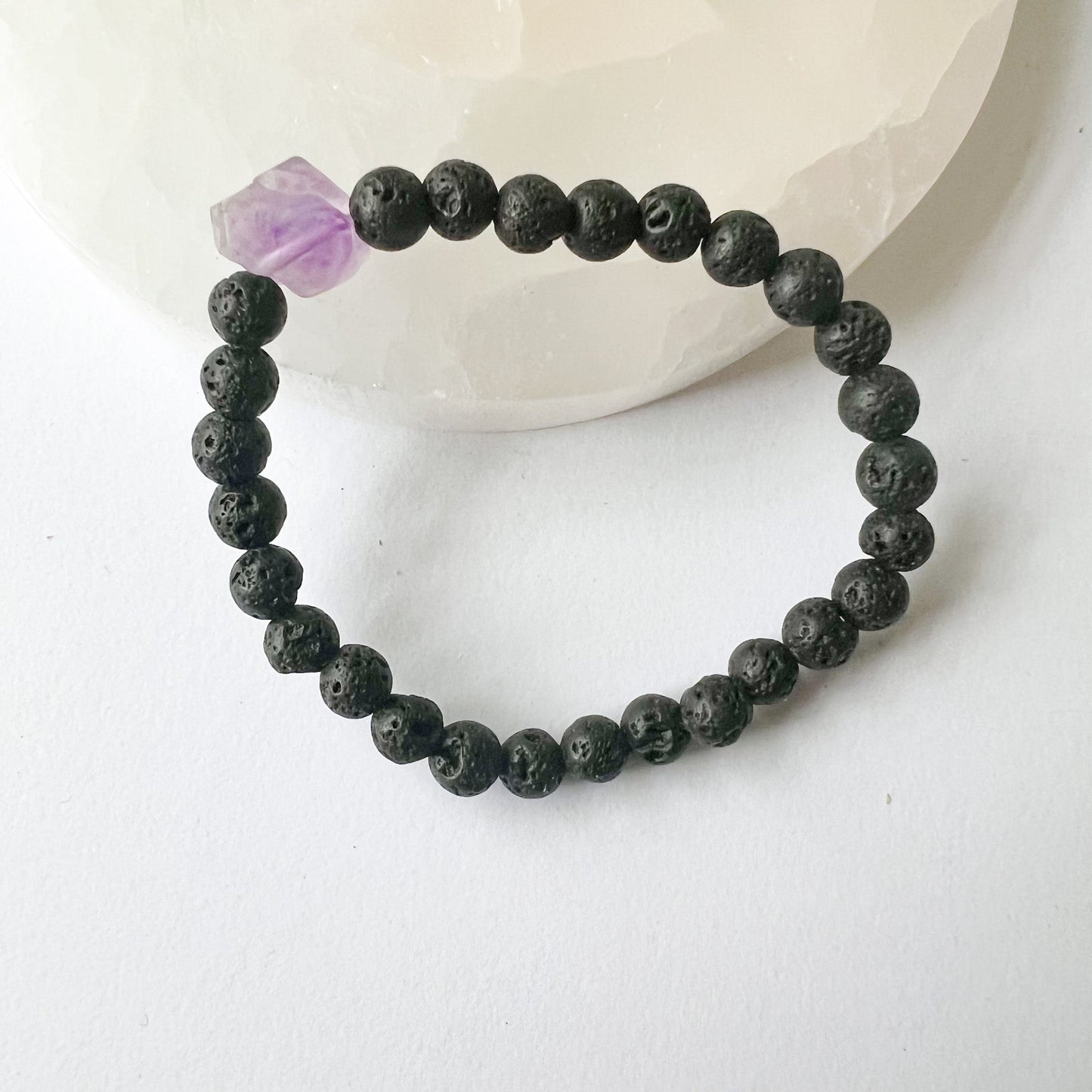 Amethyst and Lava stone Diffuser Bracelet - Aromatherapy Bracelet