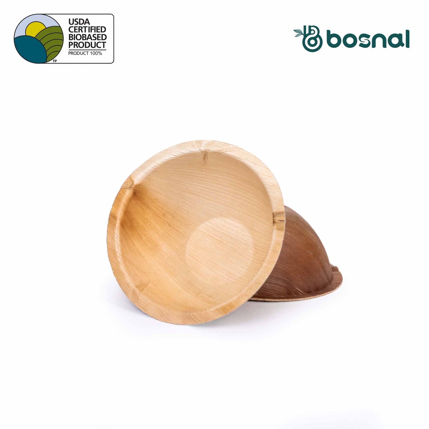 Bosnal - Palm Leaf Biodegradable Plates, 6 inch, Round Bowl, 25 Pcs
