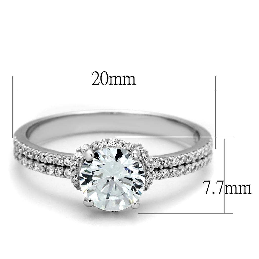 TS197 - Rhodium 925 Sterling Silver Ring with AAA Grade CZ in Clear