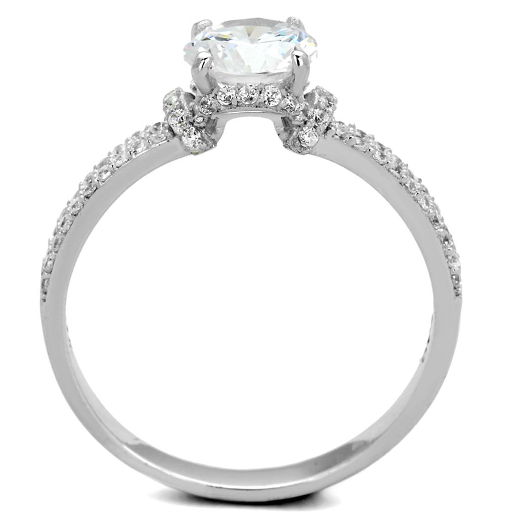 TS197 - Rhodium 925 Sterling Silver Ring with AAA Grade CZ in Clear
