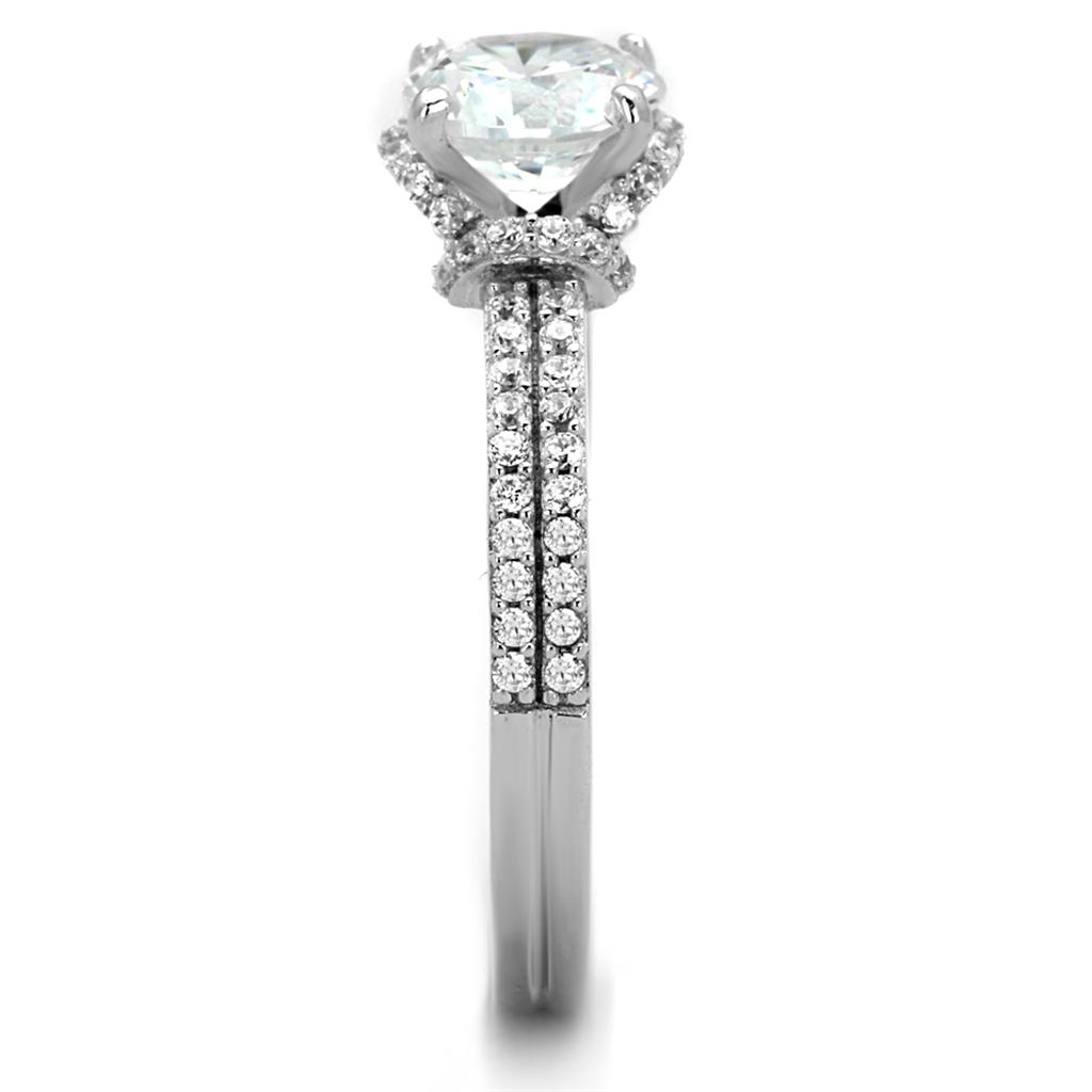 TS197 - Rhodium 925 Sterling Silver Ring with AAA Grade CZ in Clear