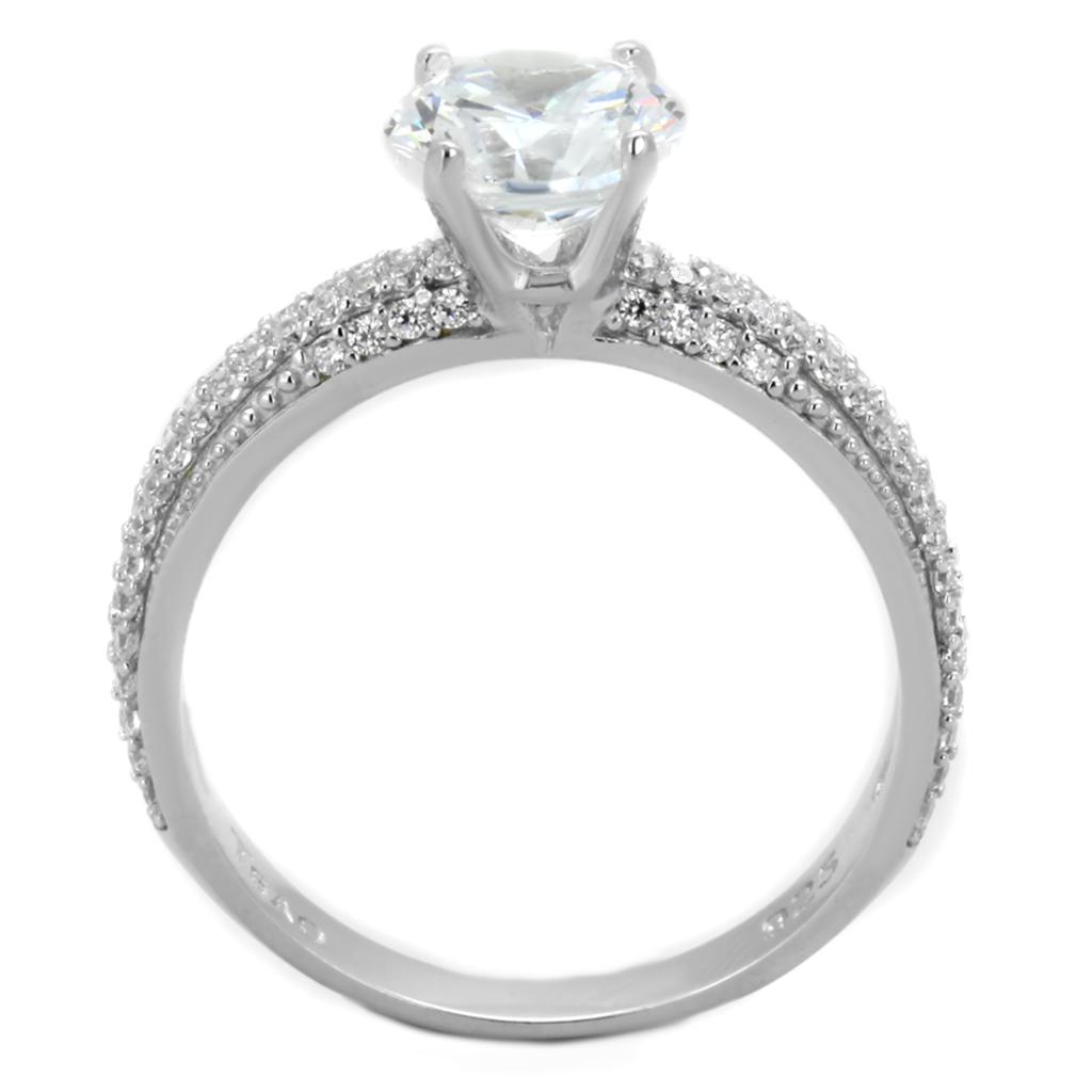 TS338 - Rhodium 925 Sterling Silver Ring with AAA Grade CZ in Clear