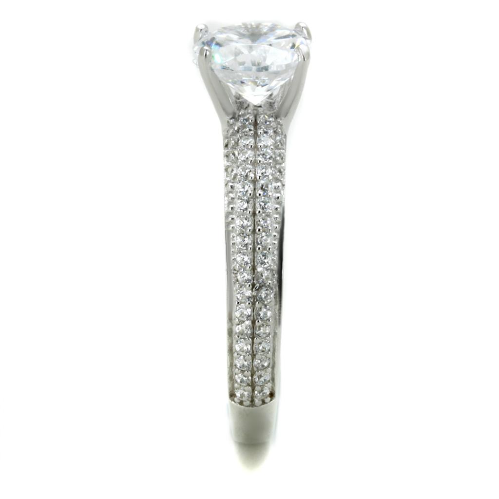 TS338 - Rhodium 925 Sterling Silver Ring with AAA Grade CZ in Clear