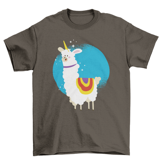 Cute illustration of Mythical llama Alpaca Unicorn T-Shirt