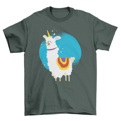 Cute illustration of Mythical llama Alpaca Unicorn T-Shirt