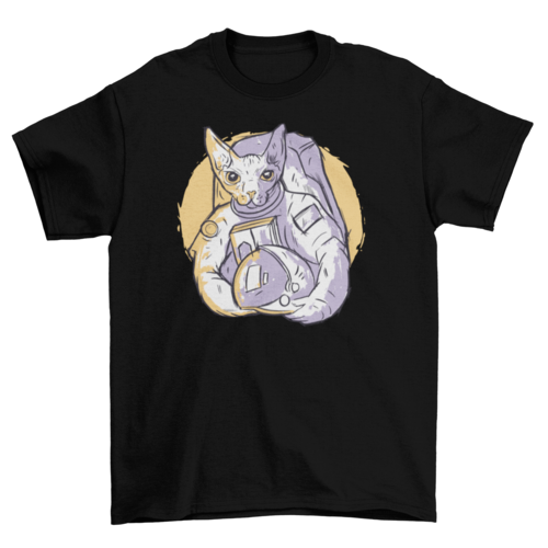 Astronaut cat hand-drawn t-shirt
