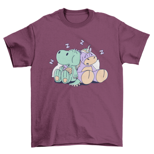 Unicorn and t-rex sleeping t-shirt design