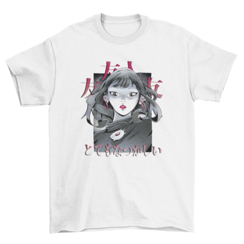 Dramatic anime girl t-shirt design