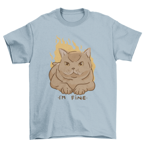 I'm fine meme cat t-shirt
