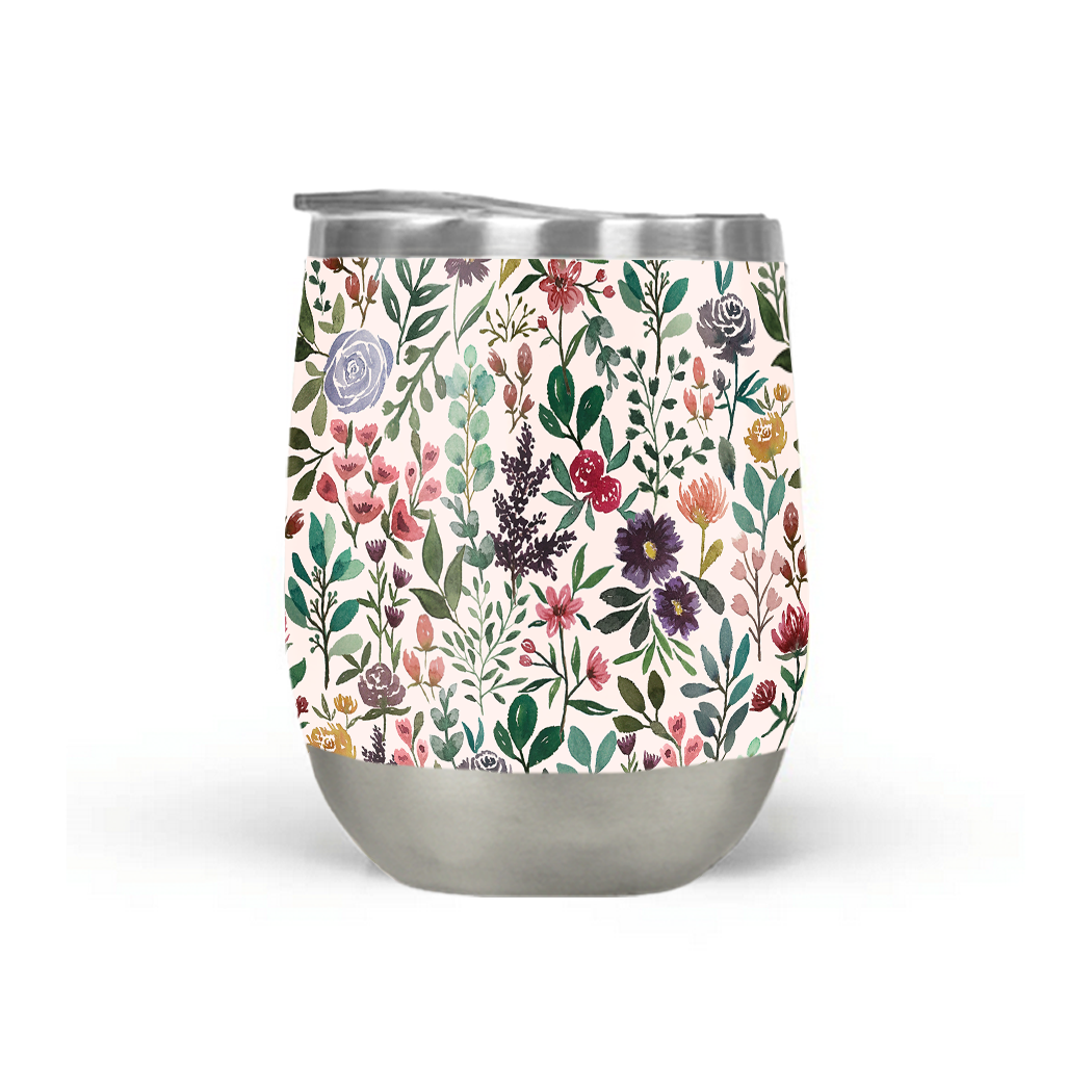 Spring Garden Flowers Stemless Wine Tumbler