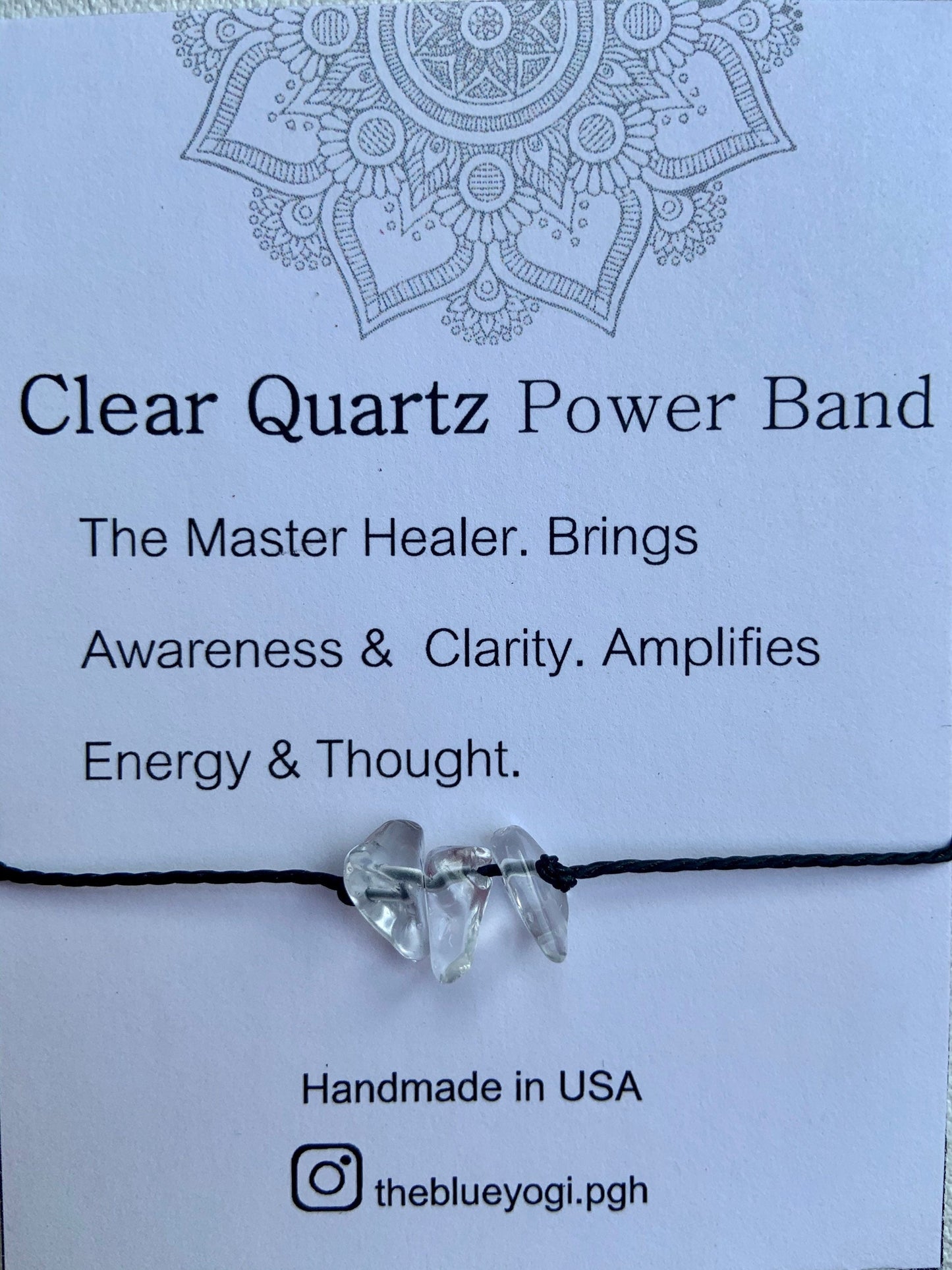 ClearQuartz Healing Band with an Affirmation