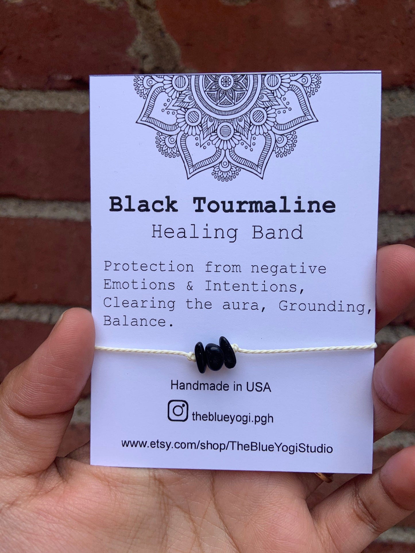 Black Tourmaline Band with an Affirmation