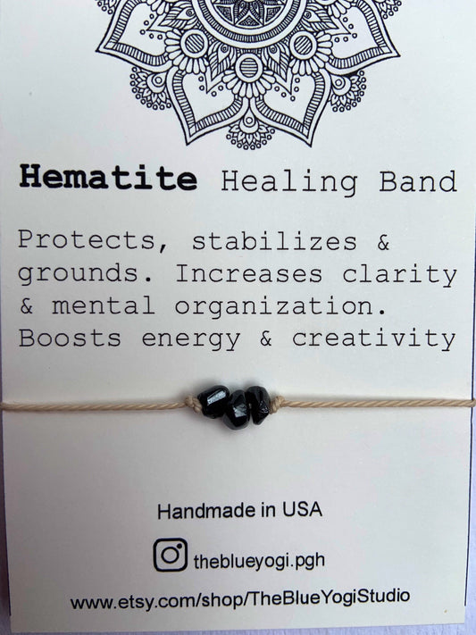 Hematite Healing Band with an affirmation