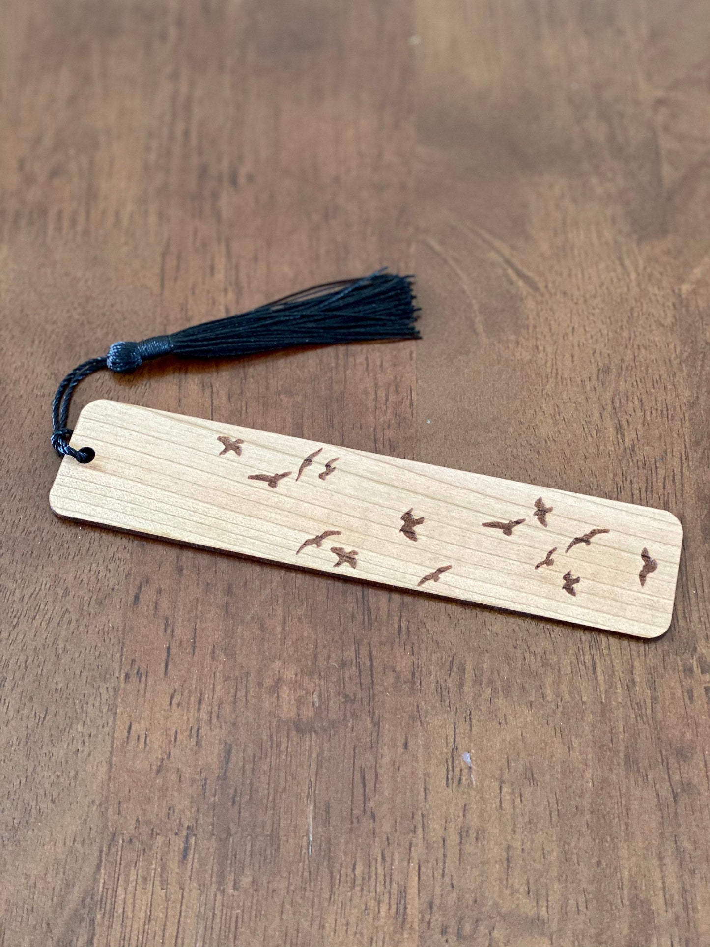 Flying Birds Engraved Wood Bookmark