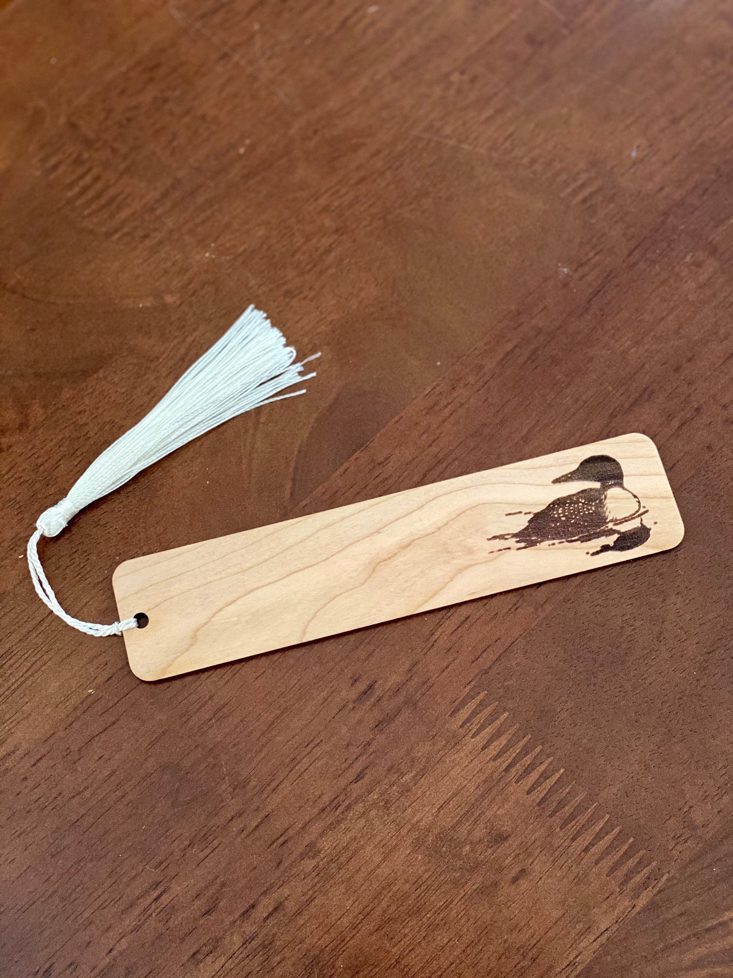 Loon Engraved Wood Bookmark