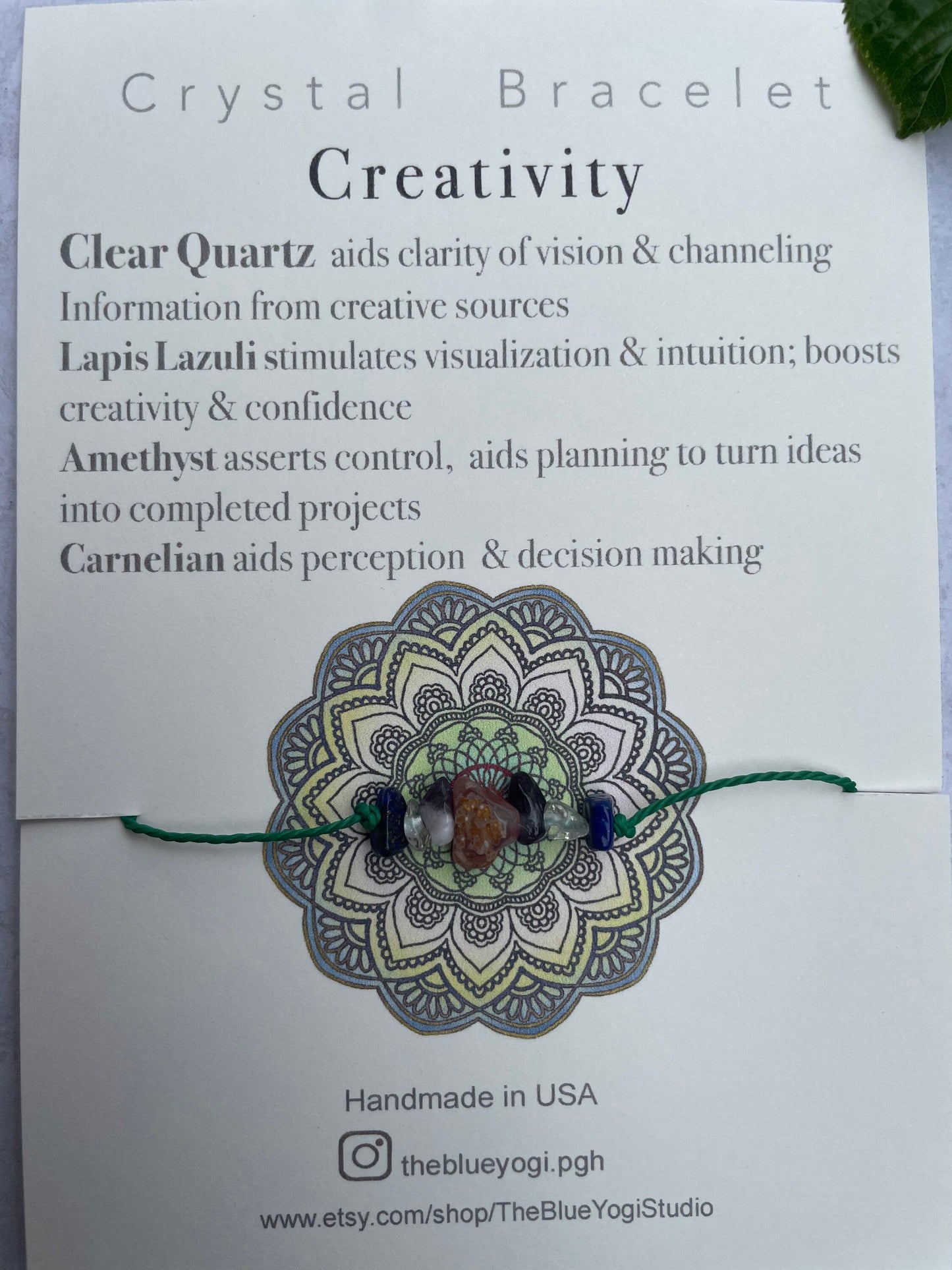 Creativity bracelet with an affirmation