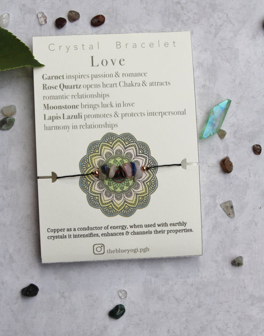 Love crystal bracelet, anklet boho, casual & minimal Tie closure