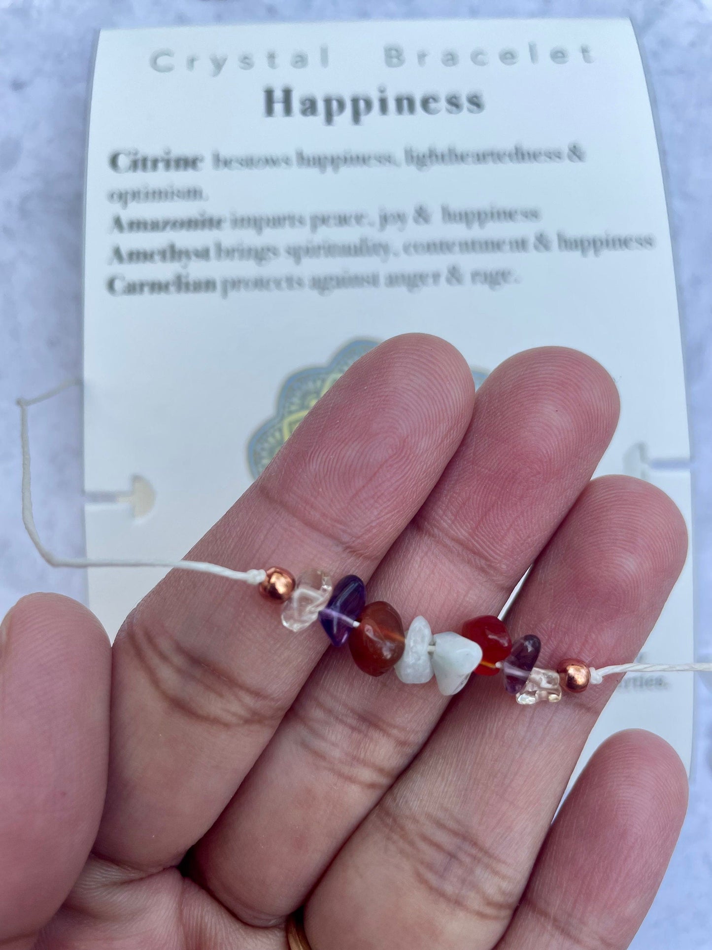 Happiness crystal bracelet, anklet, boho, casual & minimal  Tie