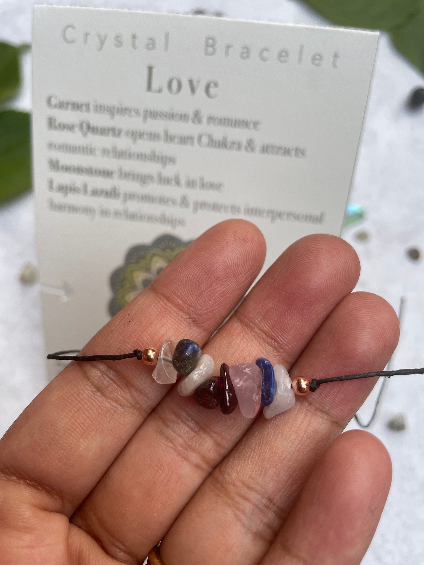 Love crystal bracelet, anklet boho, casual & minimal Tie closure