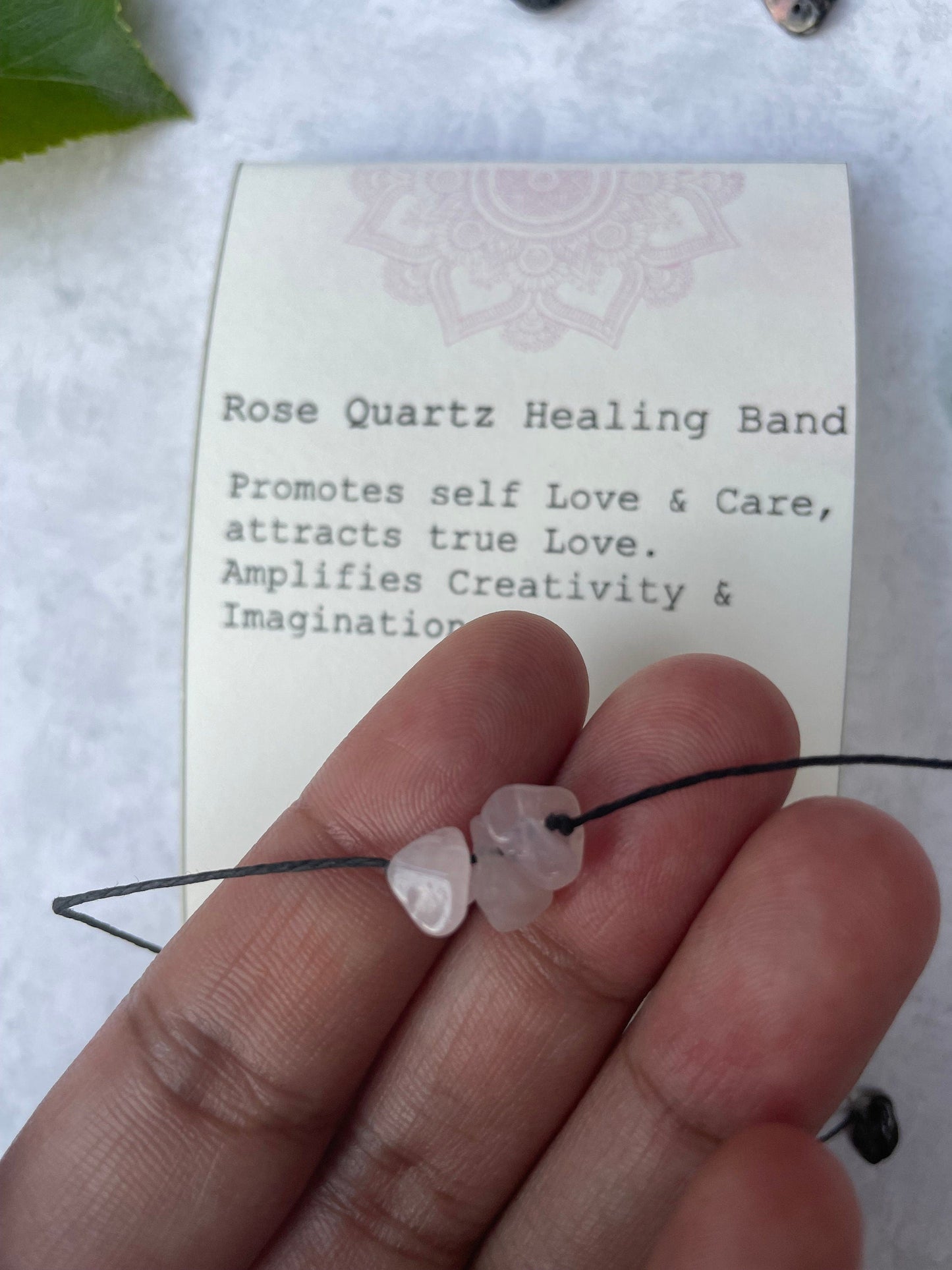 Rose quartz Gemstone Healing Band Casual, Boho, Chic, Tie Closure